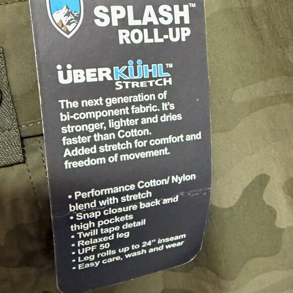 KÜHL Splash Roll-Up Pants Women’s 14 Reg Green Camo Hiking Cargo NWT - Picture 5 of 11